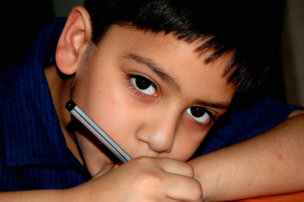 A boy writing