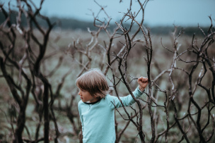 A boy exploring
